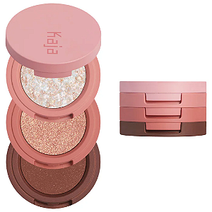 Trio de Sombras Kaja Eye Bento Bouncy Eyeshadow Trio | Cor: Coral Sunrise