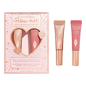 Mini Kit de Iluminador e Blush Liquido Charlotte Tilbury Pillow Talk Glow & Blush Beauty Wand Kit | Cor: Pillow Talk