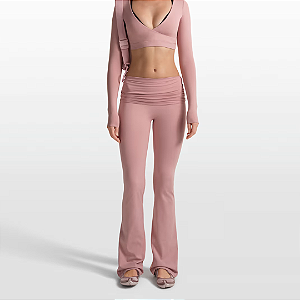 Calça Flare NikeSKIMS Matte Women's Flared Fold-Over Waistband Pants | Cor: Rosa | Tamanho: XL