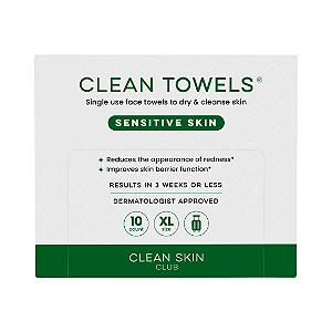 Toalha Facial Clean Skin Club Sensitive Skin Towels | XL - 10ct