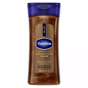 Óleo Corporal Hidratante Vaseline Glazed & Glisten Vanilla Cocoa Shimmering Gel Body Oil Oil 200ml | Golden Hour Glow
