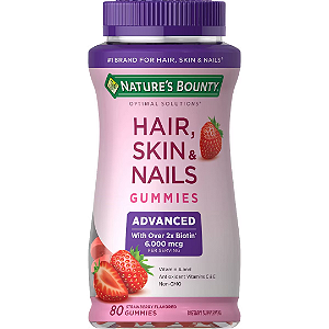 Gomas Nature's Bounty Optimal Solutions Advanced Hair, Skin & Nails Gummies with Biotin | Morango