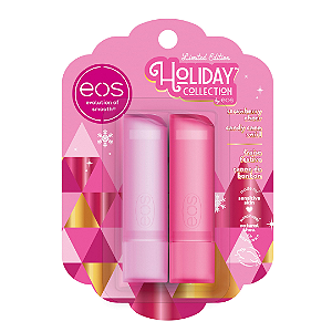Duo Balm Labial EOS Holiday Collection Strawberry Cheer and Candy Cane Swirl | EDIÇÃO LIMITADA