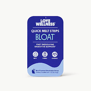 Pastilhas Love Wellness Bloat Quick Melt Strips Digestive Support Herbal Mint 15 unidades | Menta