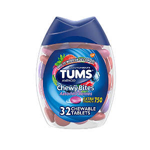 Comprimidos Mastigáveis ​​Antiácidos Tums Chewy Bites Extra Strength Antacid Assorted Berry | Sabor: Frutas Vermelhas | 32 U