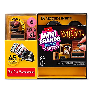 Kit Vitrola e Cápsula Mini Brands Really Works Vinyl Playset Mega Bundle | 1 Mini Vitrola + 3 Cápsulas Sortidas