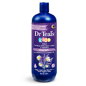 Sabonete Líquido Infantil 3 em 1 Dr Teal's Kids 3-in-1 Bubble Bath 591ml | Melatonin & Essential Oil