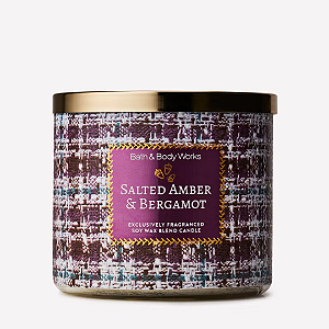 Vela Bath And Body Works Salted Amber & Bergamot 3-Wick Candle