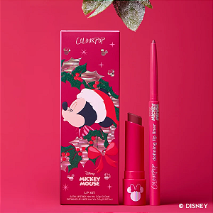 Kit Labial Colourpop Mickey Lip Kit Satin Lipstick + Velvet Stocking Defining Lip Liner | Cor: Oh Jolly More Holly Lip Kit