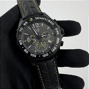 Tag Heuer Formula 1 Senna Preto Couro