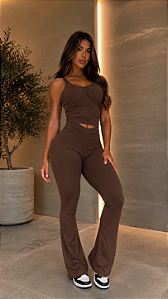 Conjunto Flare F única Marrom