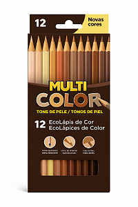 LÁPIS DE COR MULTICOLOR TONS DE PELE - 12 CORES