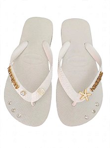 Havaianas Top Com Logo+estrela+concha branco