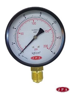 MANÔMETRO RETO DN 100mm - 200PSI X 14KG