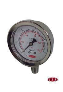 MANÔMETRO RETO 100MM ESCALA 150PSI X 10KGF TOTAL INOX