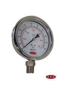 MANÔMETRO RETO 100MM ESCALA 300PSI X 20KGF TOTAL INOX