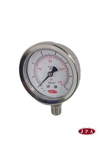 MANÔMETRO RETO 62MM ESCALA 200PSI X 14KGF TOTAL INOX