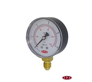 MANOMETRO RETO 62MM 150PSI X 10KG ROSCA ¼ AÇO CARBONO