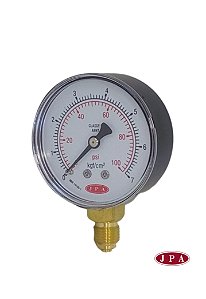 MANOMETRO RETO 62MM 100PSI X 7KG ROSCA ¼ AÇO CARBONO