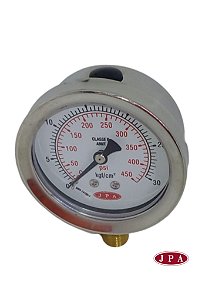 MANOMETRO RETO 62MM 450PSI X 30KG ROSCA ¼ CAIXA INOX