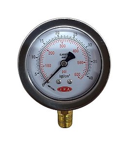 MANOMETRO RETO 62MM 600PSI X 40KG ROSCA ¼ CAIXA INOX
