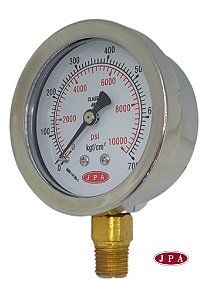 MANOMETRO RETO 62MM 10000PSI X 700KG ROSCA ¼ CAIXA INOX