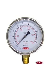 MANOMETRO RETO 100MM 150PSI X 10KG ROSCA 1/2 CAIXA INOX