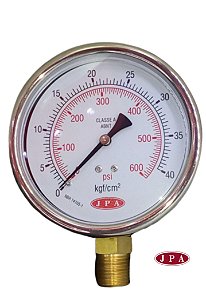 MANOMETRO RETO 100MM 600PSI X 40KG ROSCA 1/2 CAIXA INOX