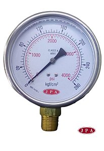 MANOMETRO RETO 100MM 4000PSI X 280KG ROSCA 1/2 CAIXA INOX
