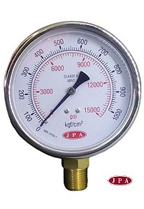 MANOMETRO RETO 100MM 15000PSI X 1000KG ROSCA 1/2 CAIXA INOX