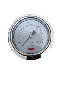 MANÔMETRO ANGULAR 100MM CAIXA INOX ROSCA 1/2 NPT 150PSI X 10KGF