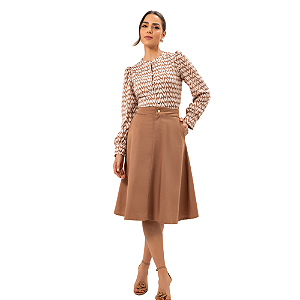 Saia em sarja godê collor Laura Rosa