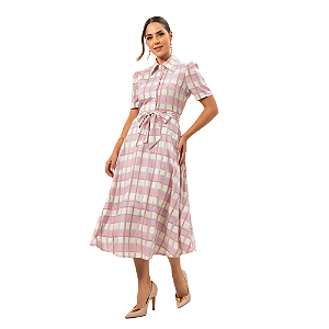 Vestido godê crepe estampado 120 cm Laura Rosa