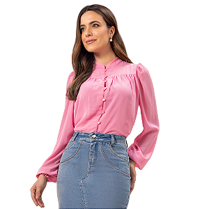 Camisa feminina manga longa chiffon Laura Rosa