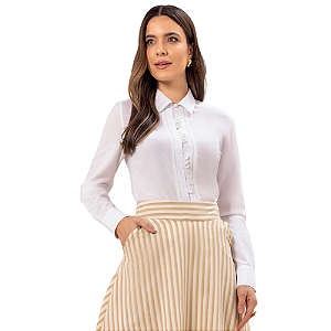 Camisa feminina tricoline c/ aviamento Laura Rosa