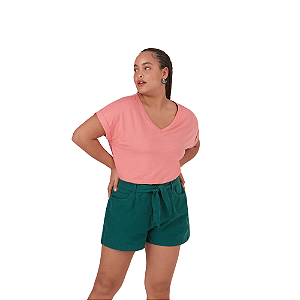 Blusa feminina manga curta viscose botonê plus size Malwee