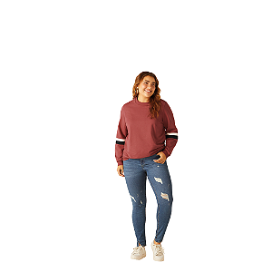 Calça feminina jeans skinny push up plus size Malwee