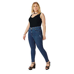 Calça feminina jeans skinny plus size Malwee