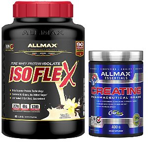 Kit 1 IsoFlex Whey Protein Isolado 2,2kg Baunilha + 1 Creatina 400g Allmax Nutrition