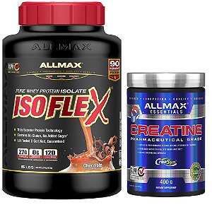 Kit 1 IsoFlex Whey Protein Isolado 2,2kg Chocolate + 1 Creatina 400g Allmax Nutrition