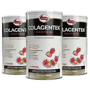 Kit 3x Colagentek Protein Bodybalance Morango 460g Vitafor