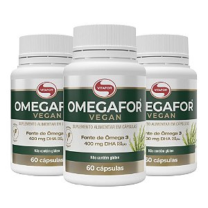 Kit 3x Omegafor Vegan 400mg DHA 60 caps Vitafor