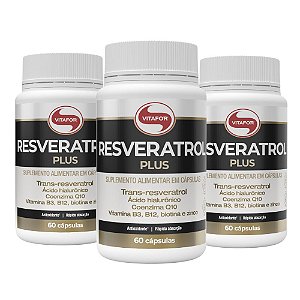 Kit 3x Resveratrol Plus 165mg 60 caps Vitafor