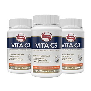 Kit 3x Vitamina C3 1000mg 120 caps. Vitafor