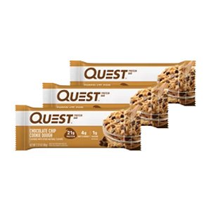 Kit 3 Un - Quest Bar - 60g - Cookies c/ Gotas - Quest Nutrition