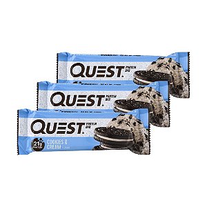 Kit 3 Un - Quest Bar -. 60g - Cookies e Cream- Quest Nutrition