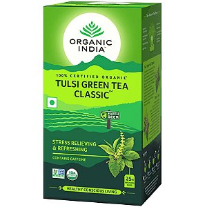 Chá Verde e Tulsi - 25 sachês - Organic India