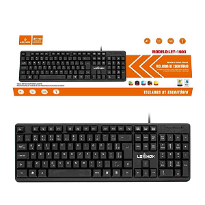 Teclado com Fio USB Lehmox LEY-1603 ABNT2 Preto para Computador e Notebook
