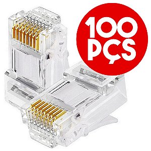 Conector Rj45 Macho Cat5e 8x8 (Kit com 100pçs)