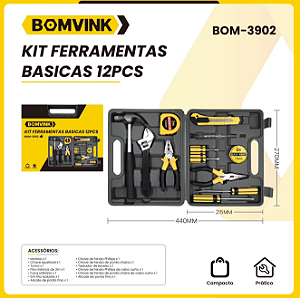 KIT FERRAMENTAS BASICAS 12PCS BOM-3902